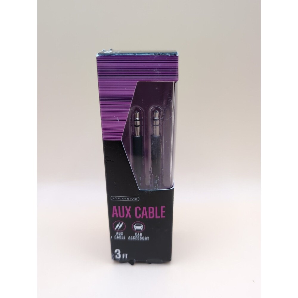 Infinitive 3ft AUX Cable 3.5mm Male Mini to Male Mini Stereo Audio Black Sealed